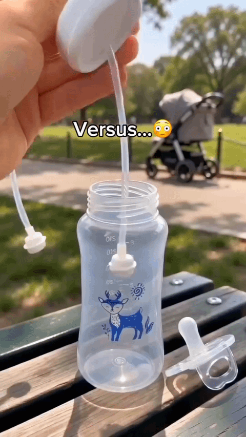 Baby Feeding Bottle with Weighted Straw